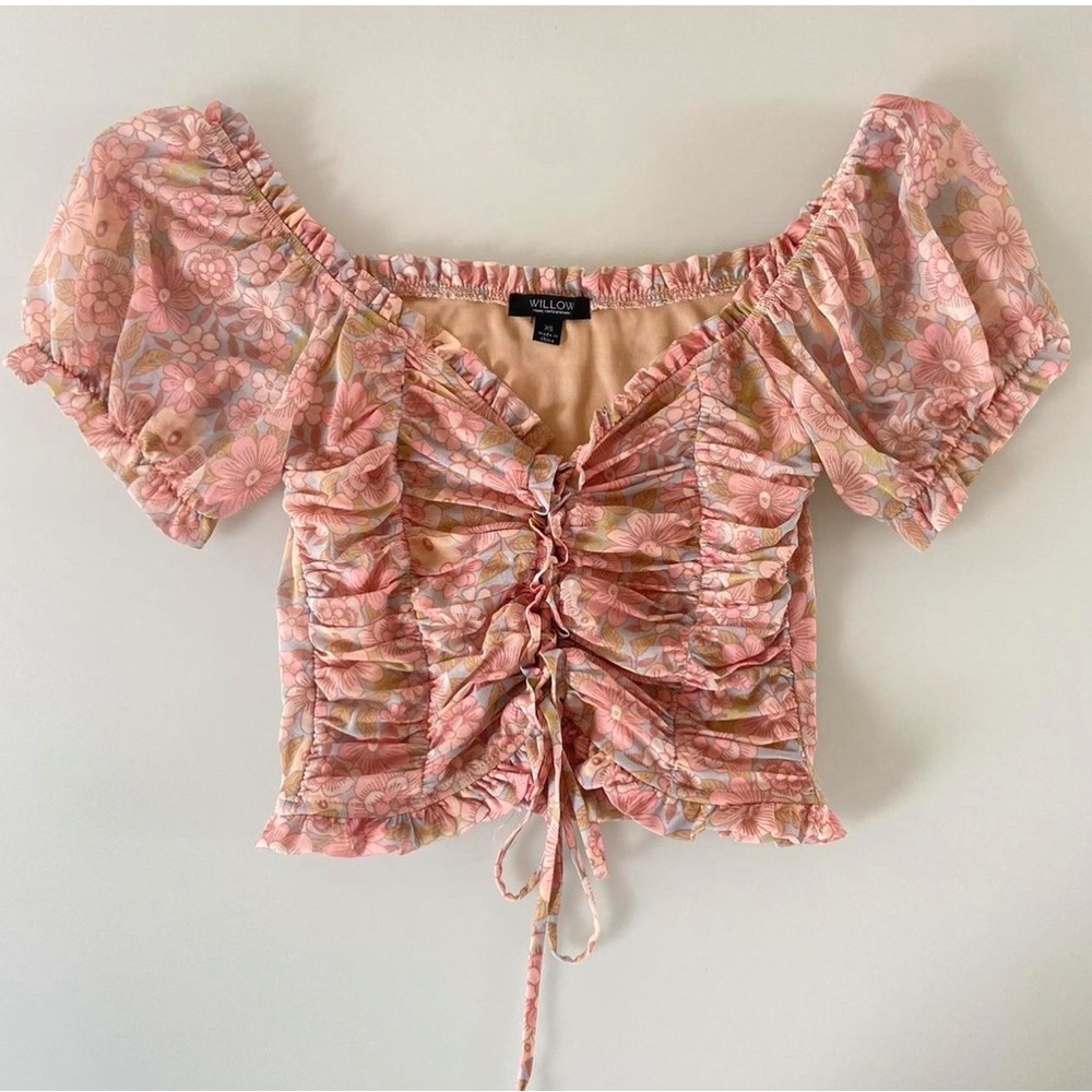 Willow Pink Ruched Puff Sleeve Blouse